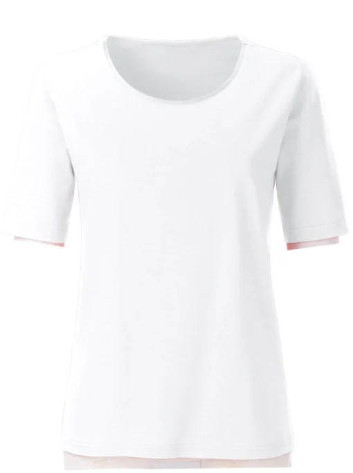 Rundhalsshirt mit Satin-Paspelierung