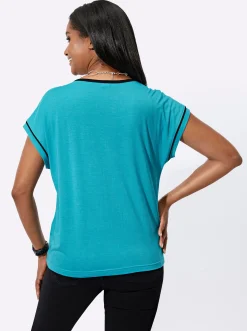 Rundhalsshirt mit silberfarbigem Druck