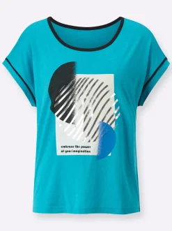 Rundhalsshirt mit silberfarbigem Druck