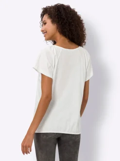 Rundhalsshirt mit Spitzen-Einsatz