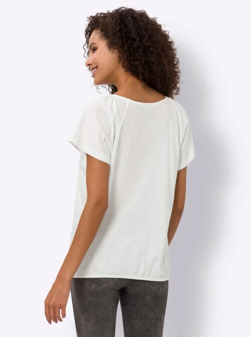 Rundhalsshirt mit Spitzen-Einsatz