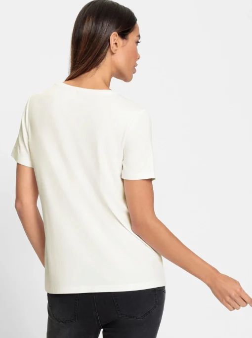 Rundhalsshirt mit Steinchen-Verzierung