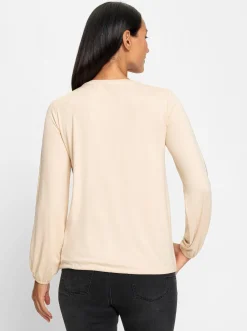 Rundhalsshirt mit Tunnelzug am Saum