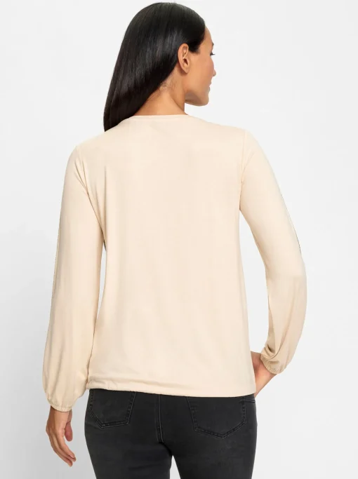 Rundhalsshirt mit Tunnelzug am Saum