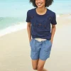 Rundhalsshirt mit Zierperlen
