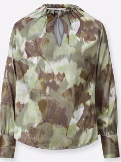 Satinbluse mit breiten Knopfmanschetten