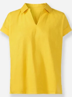 Schlupfbluse aus Baumwoll-Leinen-Mix