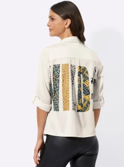 Schlupf-Bluse mit Animal-Schriftzug