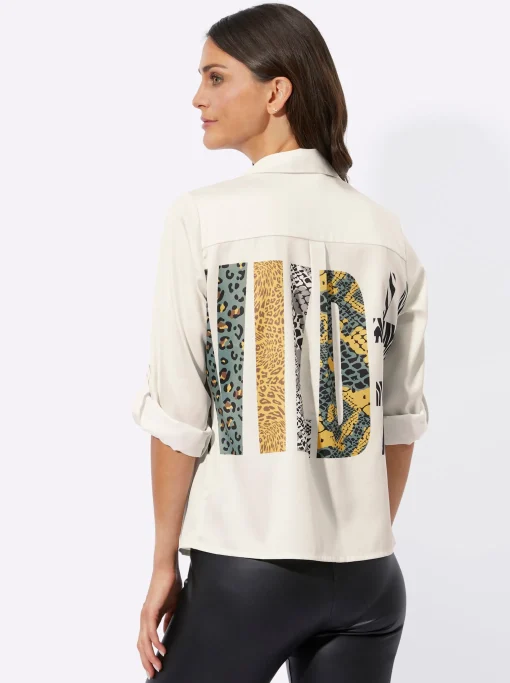 Schlupf-Bluse mit Animal-Schriftzug