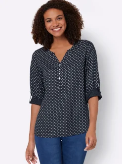 Schlupf-Bluse mit Minimal-Muster