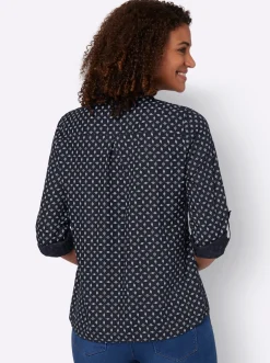 Schlupf-Bluse mit Minimal-Muster