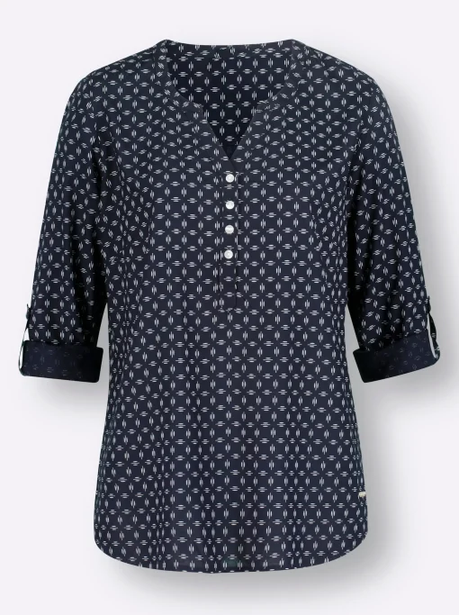 Schlupf-Bluse mit Minimal-Muster