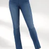 Schlupfjeans mit geripptem Strick-Dehnbund