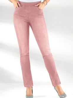 Schlupfjeans mit geripptem Strick-Dehnbund