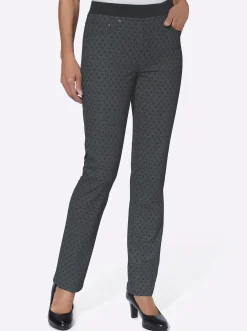 Schlupfjeans mit geripptem Strick-Dehnbund