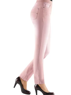 Schlupfjeans mit geripptem Strick-Dehnbund