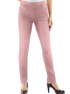 Schlupfjeans mit geripptem Strick-Dehnbund