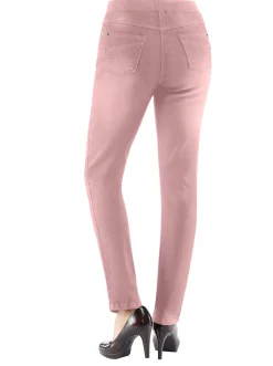 Schlupfjeans mit geripptem Strick-Dehnbund