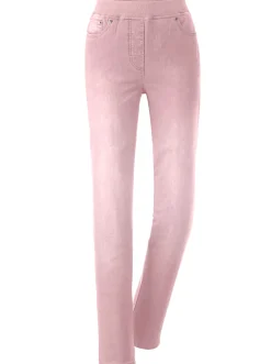 Schlupfjeans mit geripptem Strick-Dehnbund