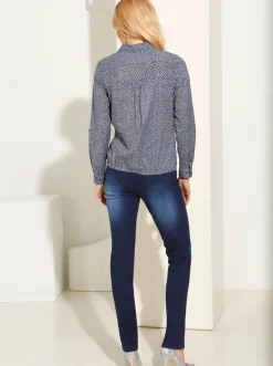 Schlupfjeans mit geripptem Strick-Dehnbund