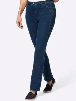 Schlupfjeans mit seitlichem Einsatz