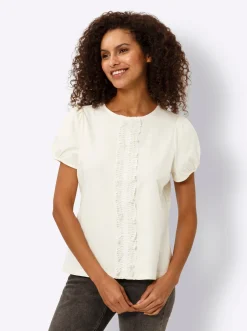 Shirt mit Spitzen-Applikation