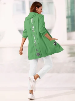 Shirtjacke mit Pailletten-Schriftzug hinten