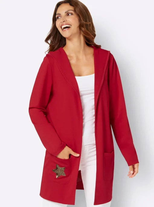 Shirtjacke mit Pailletten-Schriftzug hinten