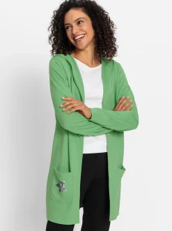 Shirtjacke mit Pailletten-Schriftzug hinten