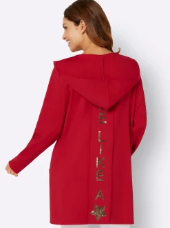 Shirtjacke mit Pailletten-Schriftzug hinten