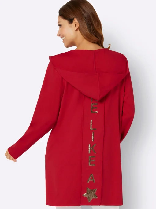 Shirtjacke mit Pailletten-Schriftzug hinten