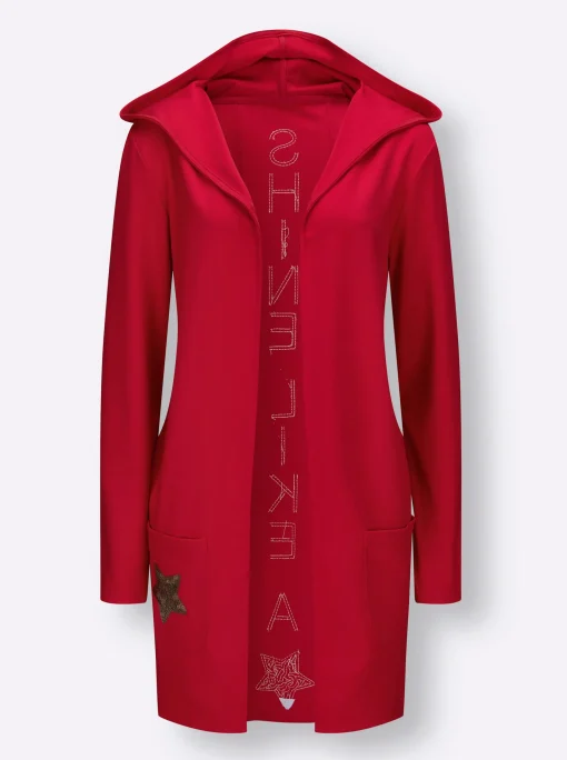 Shirtjacke mit Pailletten-Schriftzug hinten