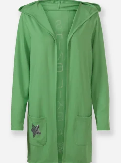Shirtjacke mit Pailletten-Schriftzug hinten