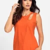 Shirttop mit Cut-Outs am Ausschnitt