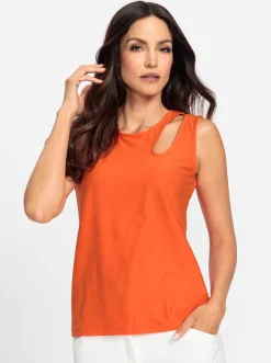 Shirttop mit Cut-Outs am Ausschnitt