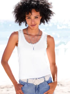 Shirttop mit Spitzenbesatz
