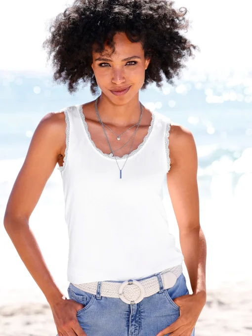 Shirttop mit Spitzenbesatz