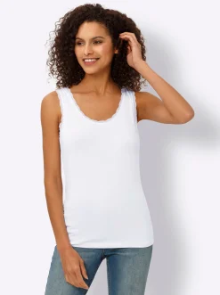 Shirttop mit Spitzenbesatz