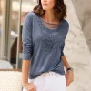Spitzenshirt abgerundeter Saum