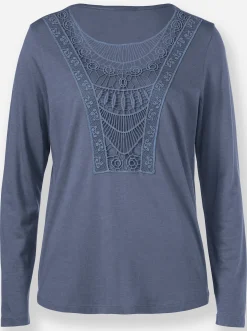 Spitzenshirt abgerundeter Saum