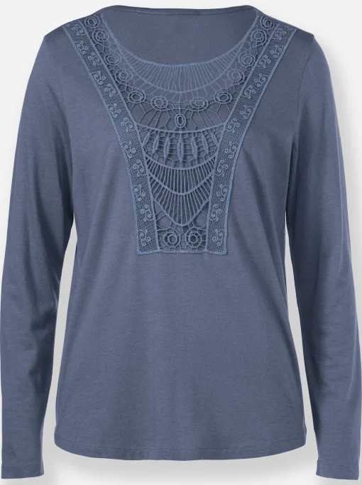 Spitzenshirt abgerundeter Saum