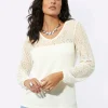Spitzenshirt mit elastischen Ärmelbündchen