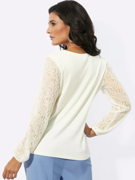 Spitzenshirt mit elastischen Ärmelbündchen