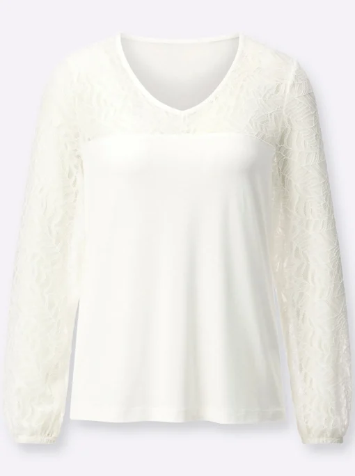 Spitzenshirt mit elastischen Ärmelbündchen
