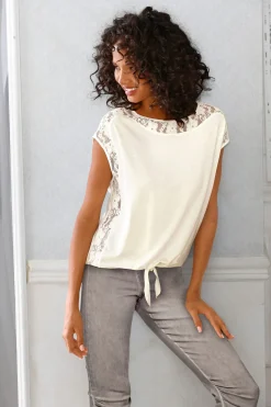 Spitzenshirt mit Knoten-Detail