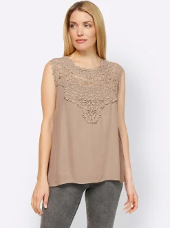 Spitzentop in Crinkle-Optik