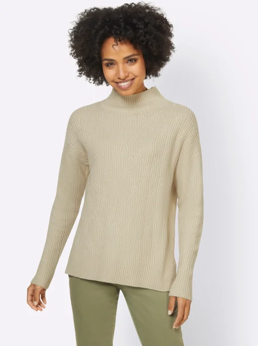 Stehkragenpullover mit 20% Kaschmir