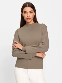 Stehkragenpullover mit überschnittener Schulter