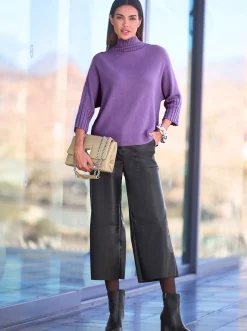 Stehkragenpullover mit Fledermaus-Ärmeln