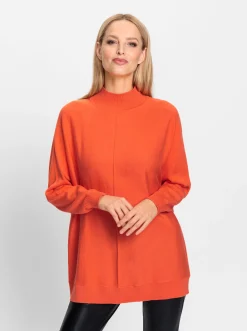 Stehkragenpullover mit Fledermaus-Ärmel